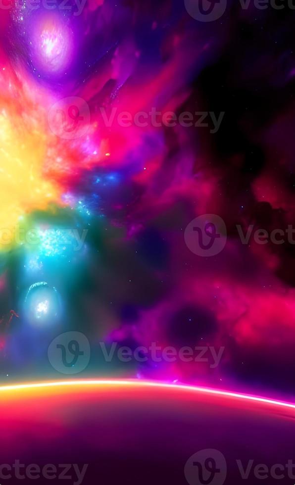 An abstract nebula in outer space and galaxies background of 3D render, suitable for a mobile screen, phone desktop, landing page, UI UX, and wallpaper. photo