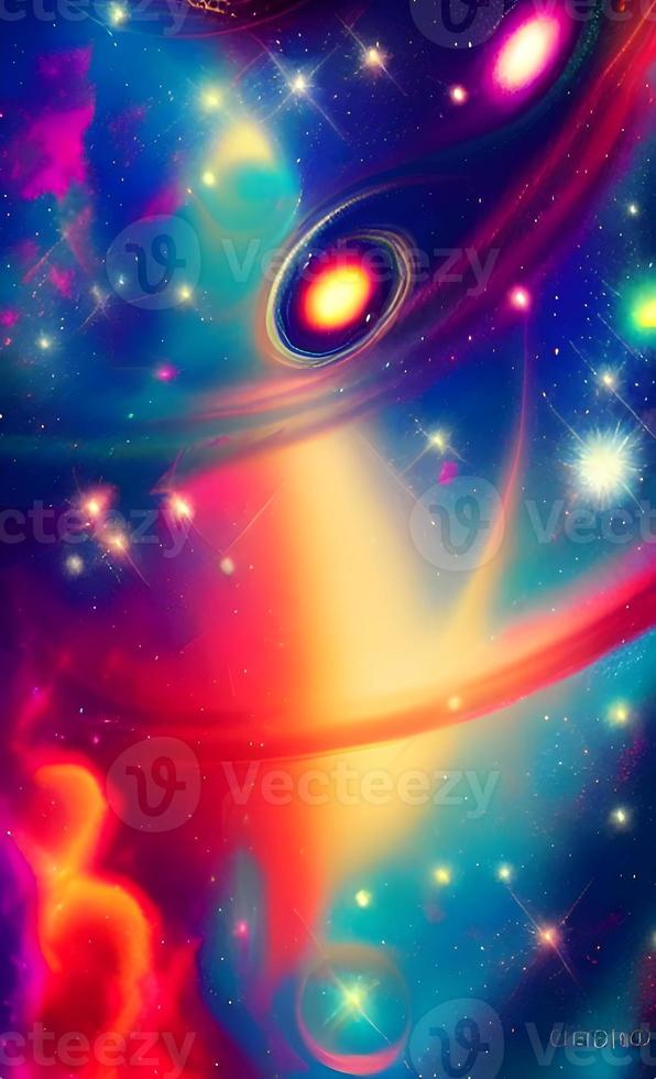 An abstract nebula in outer space and galaxies background of 3D render, suitable for a mobile screen, phone desktop, landing page, UI UX, and wallpaper. photo