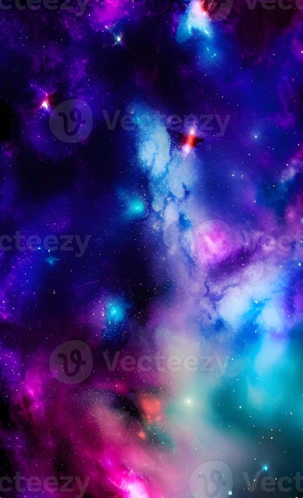 An abstract nebula in outer space and galaxies background of 3D render, suitable for a mobile screen, phone desktop, landing page, UI UX, and wallpaper. photo