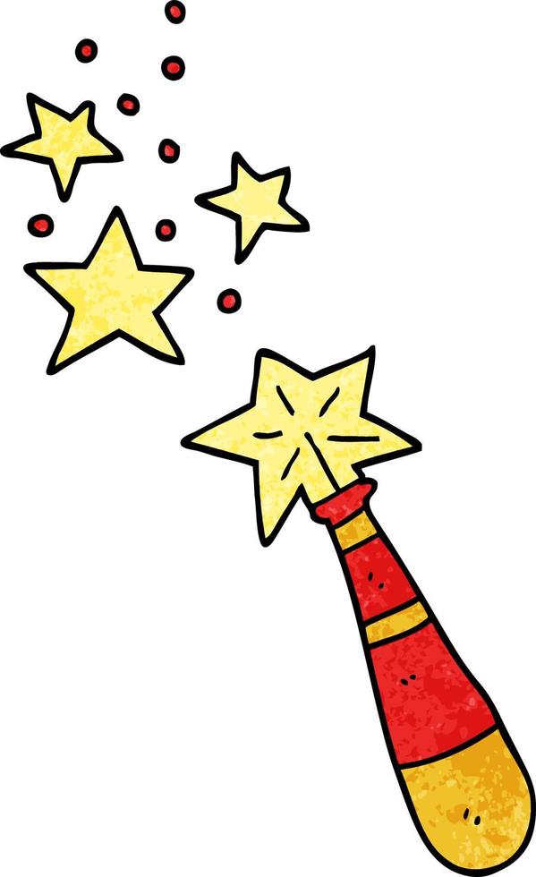 cartoon doodle magic wand vector