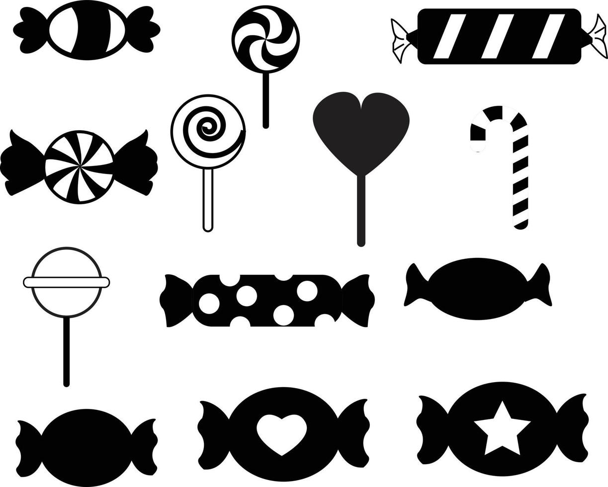 black and white wrapped candy icon on transparent background. flat style. lollipop icon. sugar caramel in wrapper symbol. vector