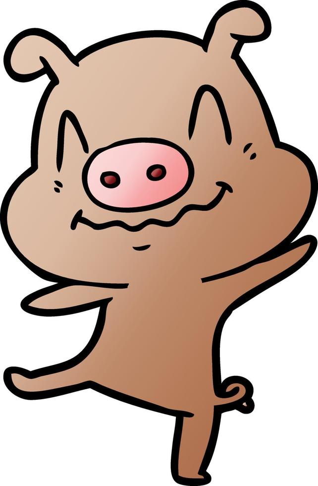 cartoon drunk pig vector