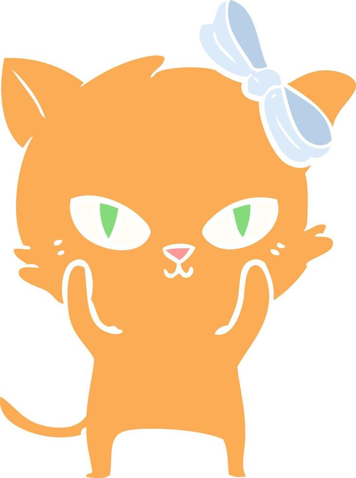 lindo gato de dibujos animados de estilo de color plano vector