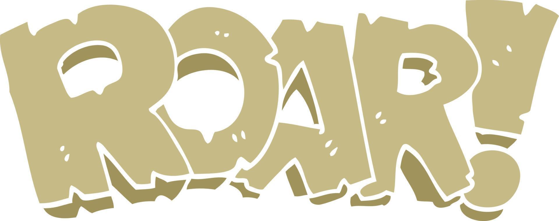 cartoon doodle roar text vector