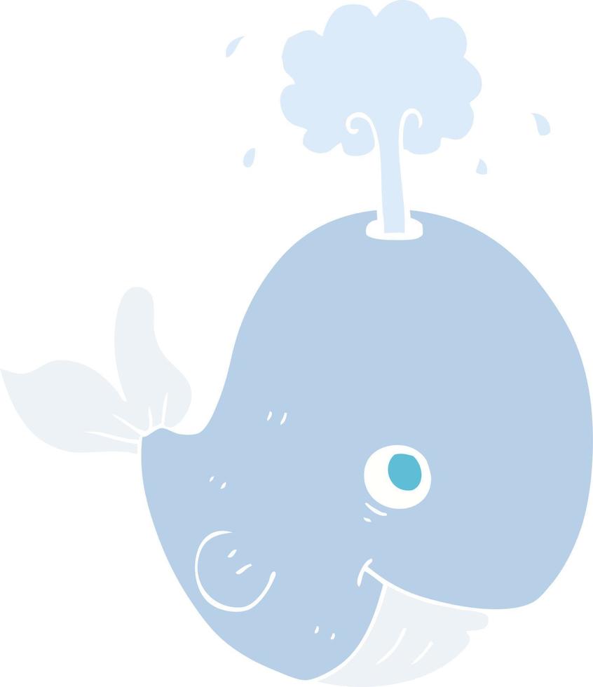 flat color illustration of a cartoon whale spouting water vector