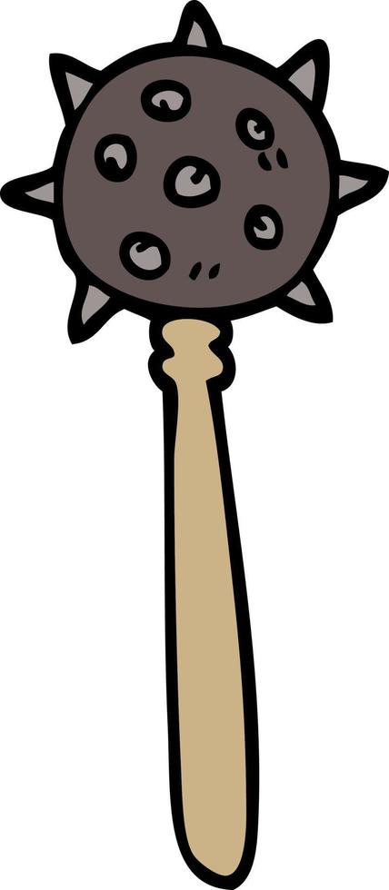 cartoon doodle medieval mace vector