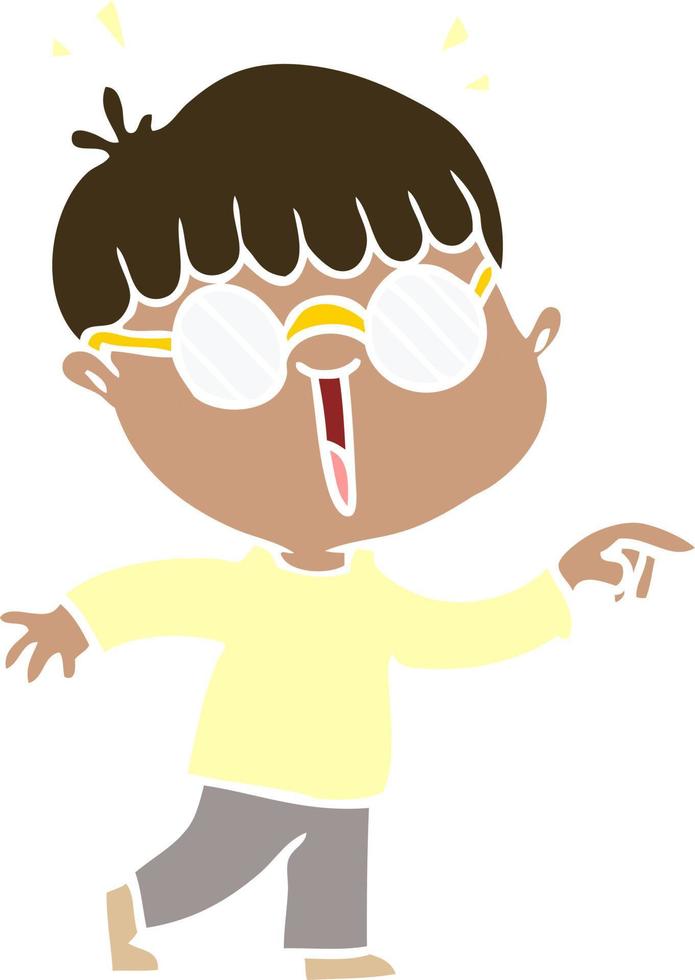 niño de dibujos animados de estilo de color plano con gafas vector