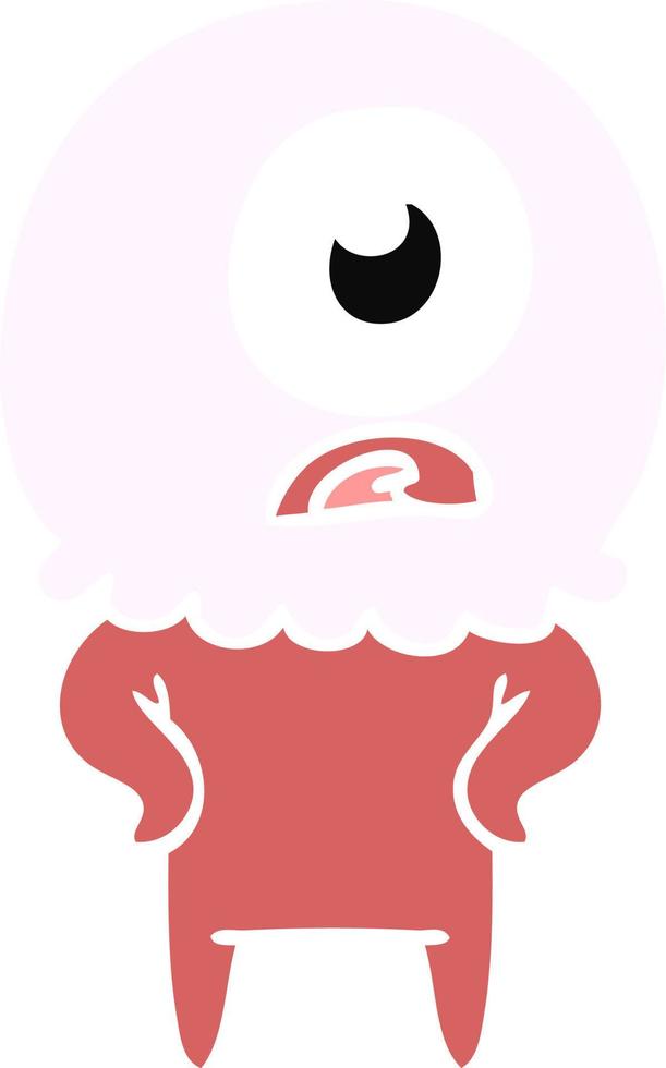 flat color style cartoon cyclops alien spaceman vector