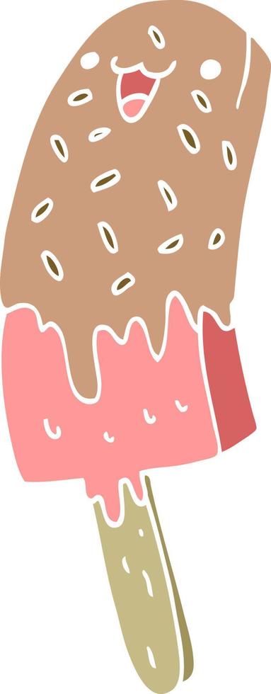 cute flat color style cartoon happy ice lolly vector
