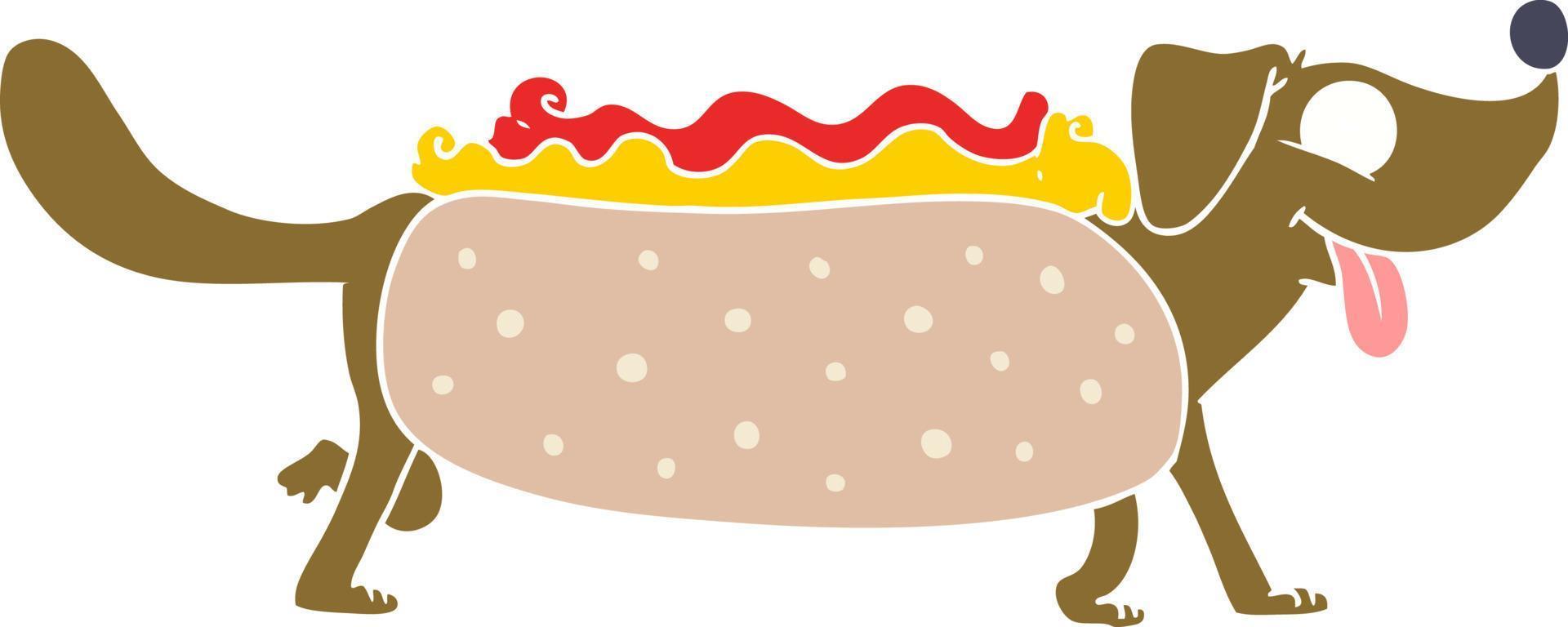 flat color style cartoon hotdog vector