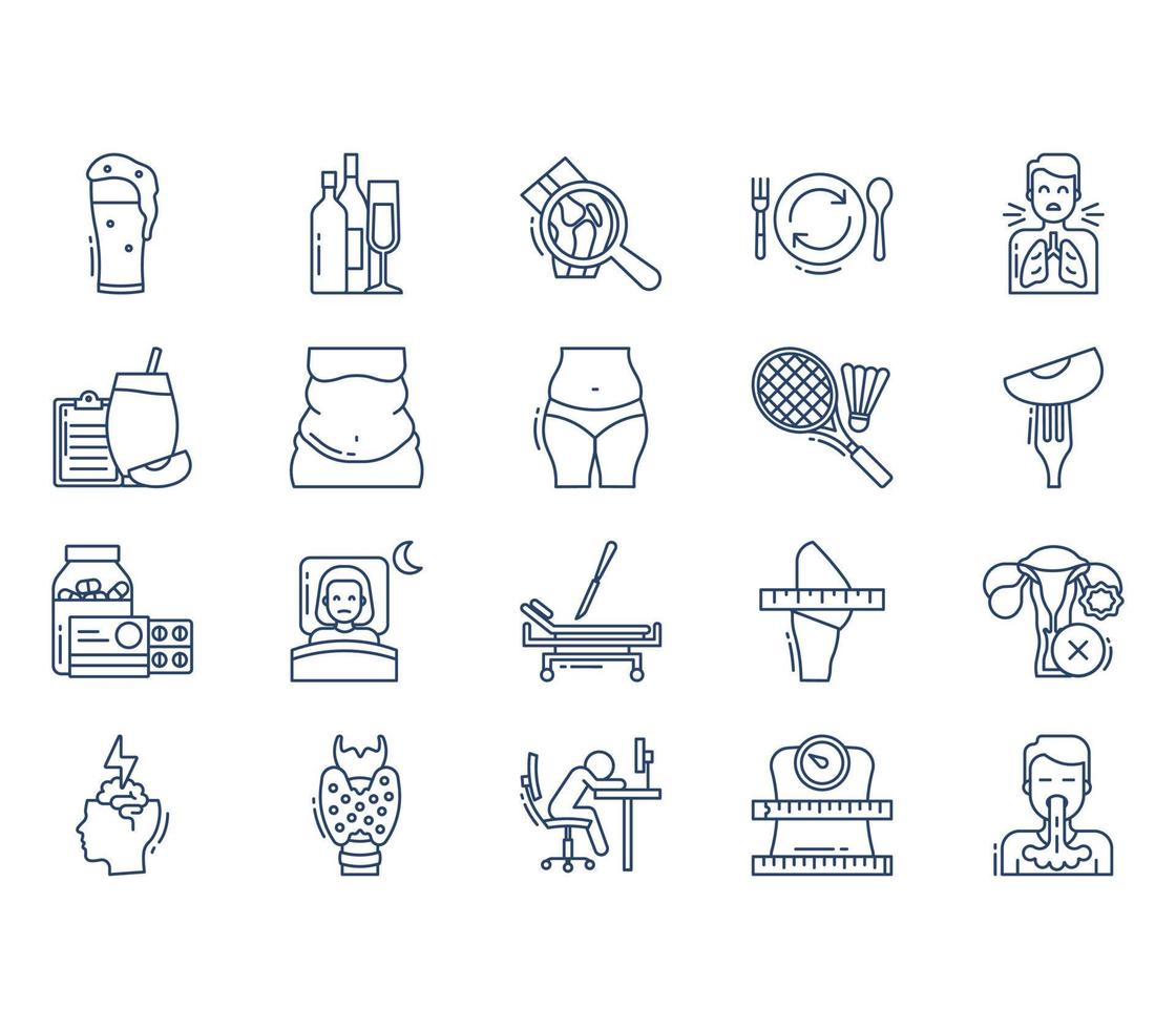 Obesity and infertility icon set vector