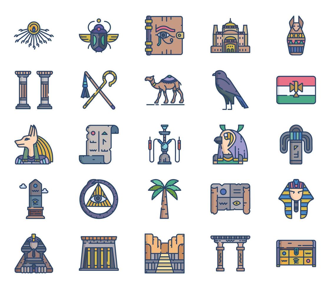 conjunto de iconos de símbolos egipcios vector