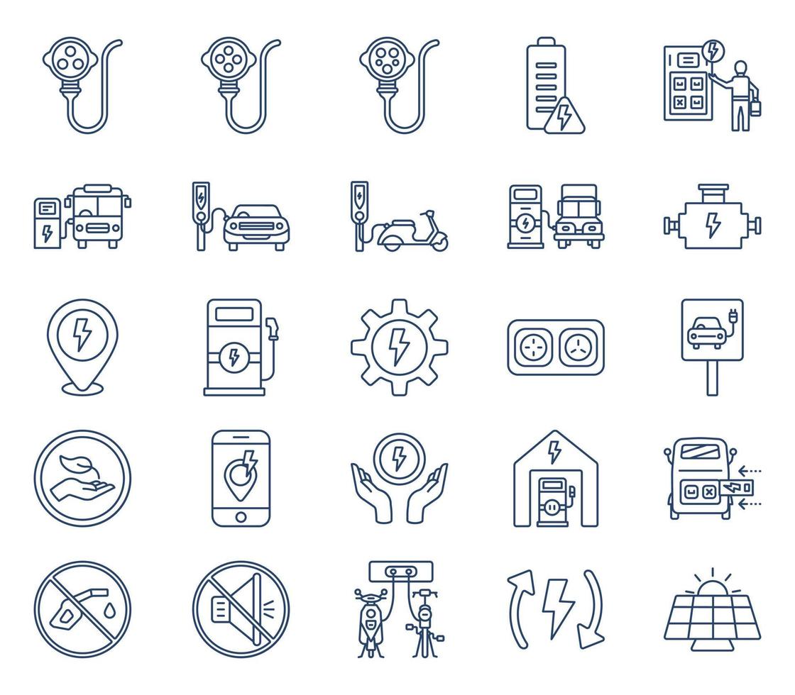 Ev charger and electric charge icon set vector