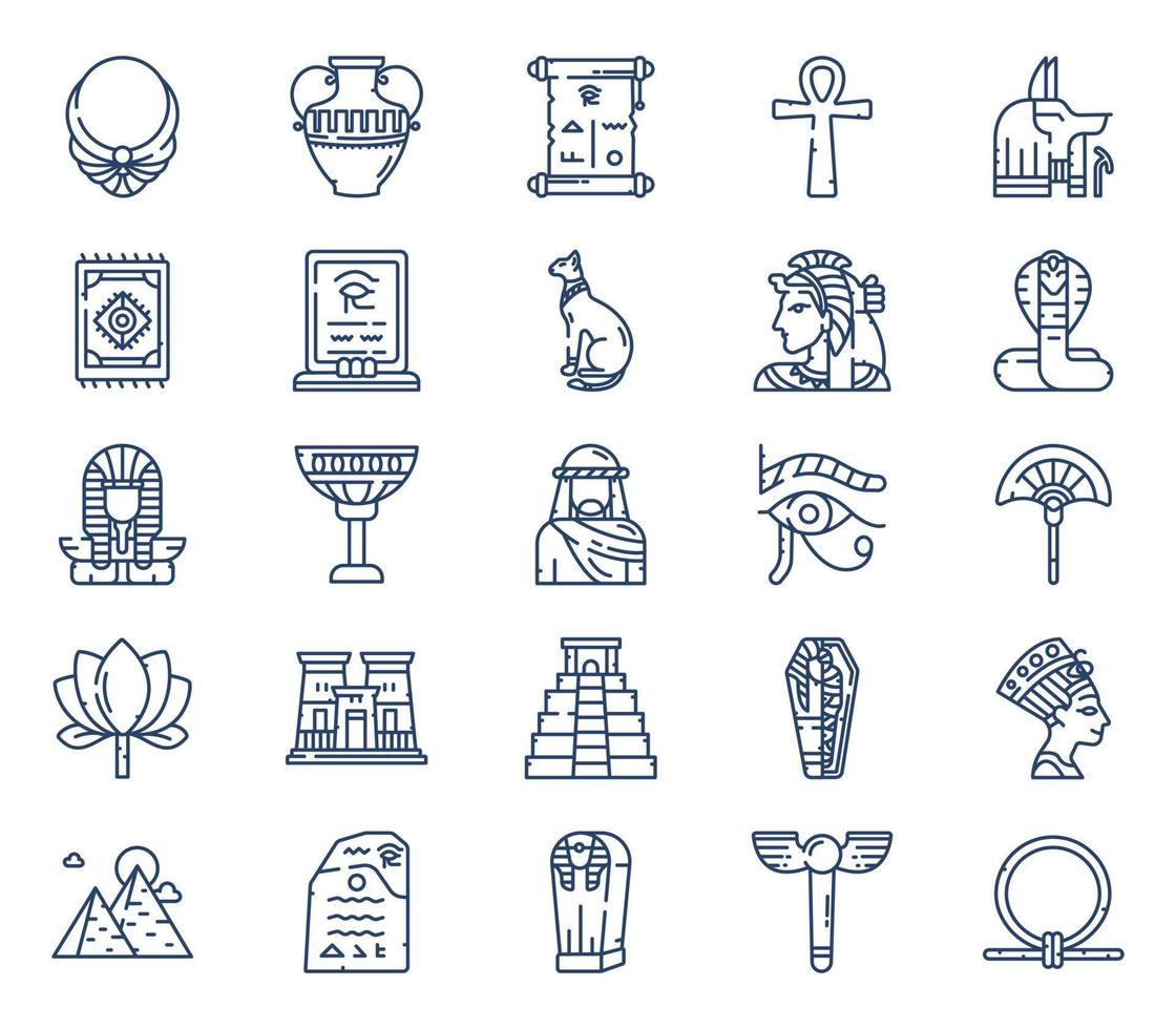 Egyptian symbols icon set vector