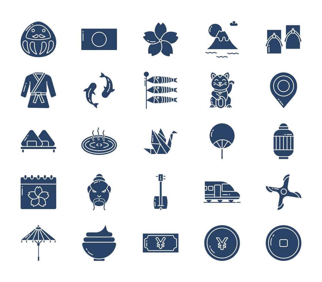 Japan culture and tradition icon set vector