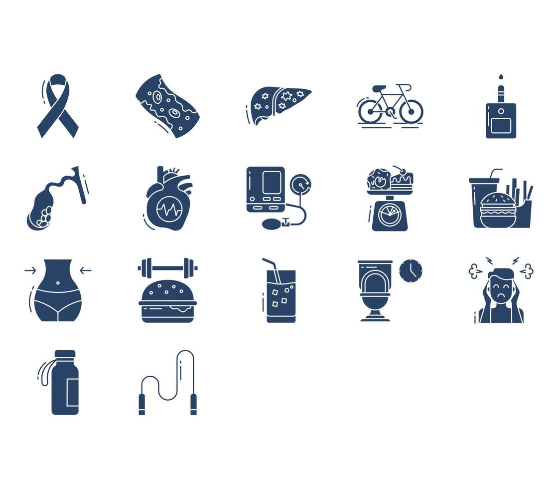 Obesity and infertility icon set vector