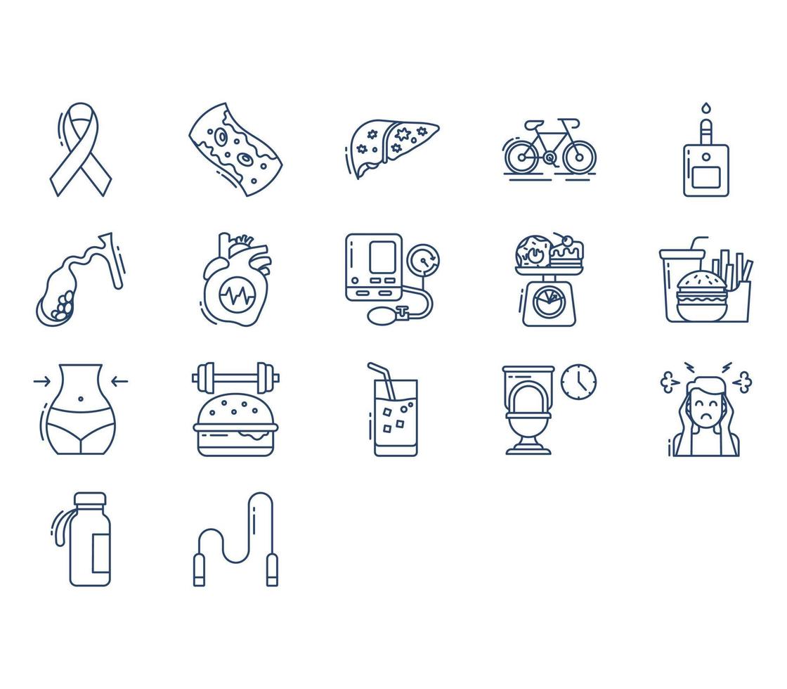 Obesity and infertility icon set vector