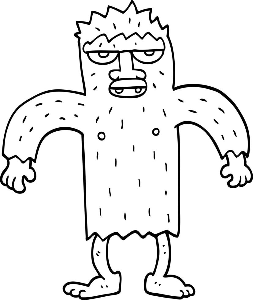 line drawing cartoon bigfoot creature vector