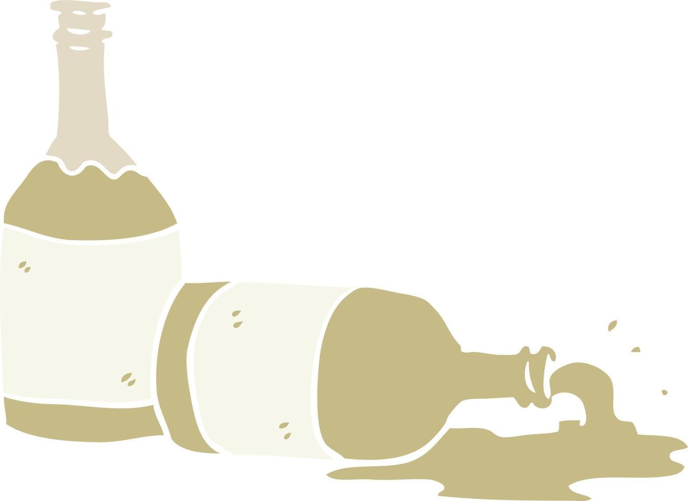 botellas de cerveza de dibujos animados de estilo de color plano con cerveza derramada vector