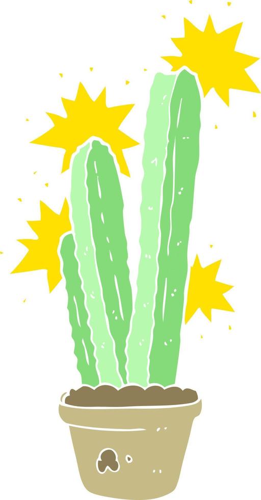 flat color illustration of a cartoon cactus vector