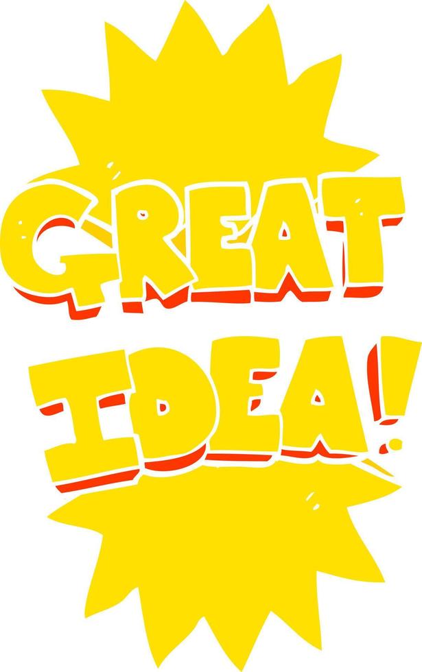 flat color illustration of a cartoon great idea symbol vector