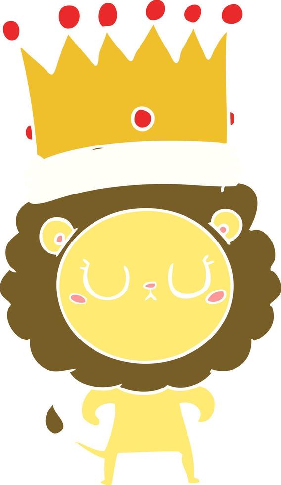 flat color style cartoon lion with crown vector