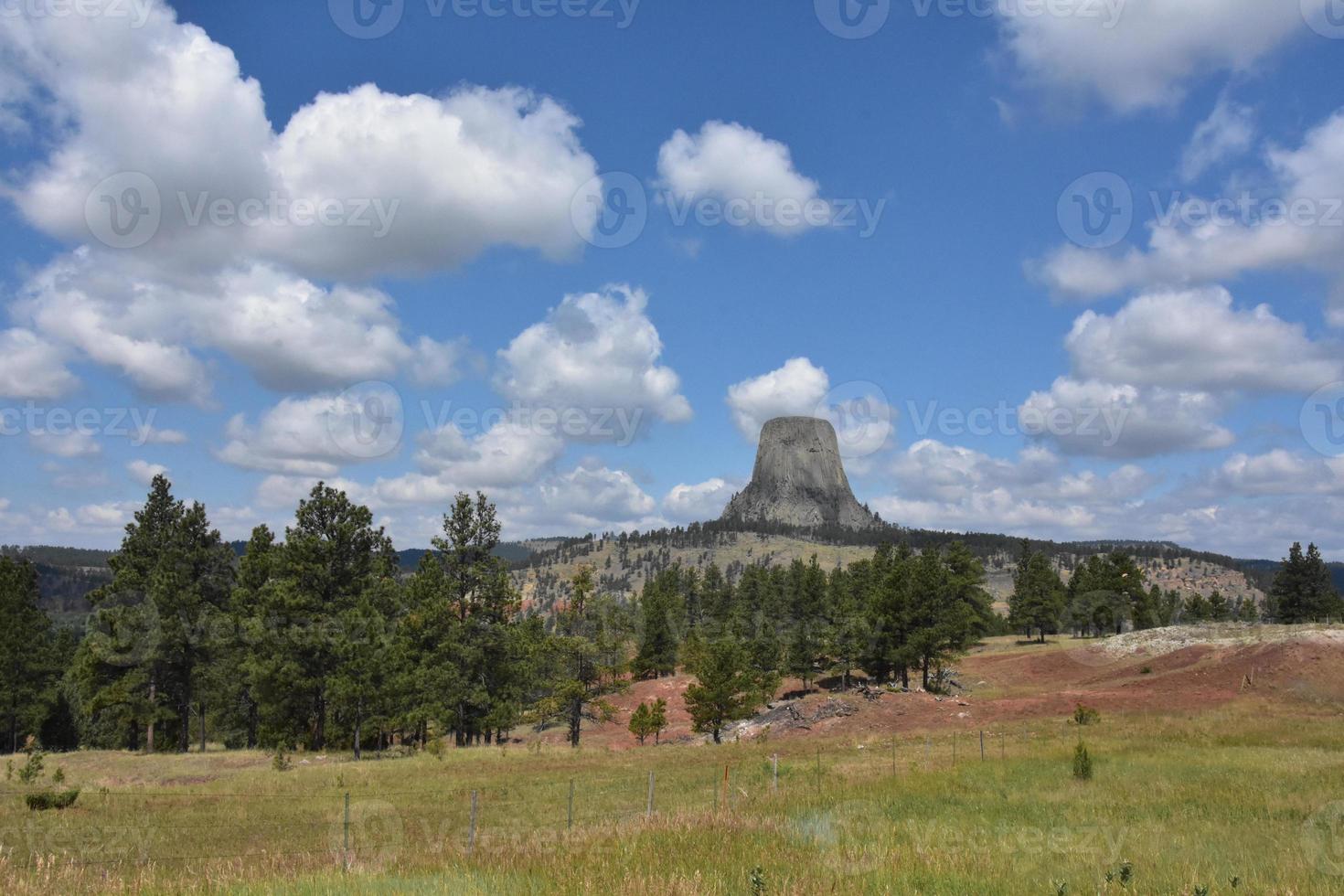 Landscape View of Devil's Tower Butte and Landmark photo