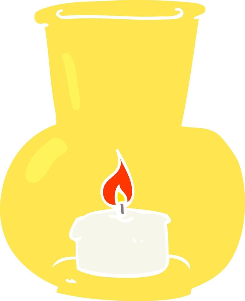 flat color illustration of a cartoon old glass lantern with candle vector