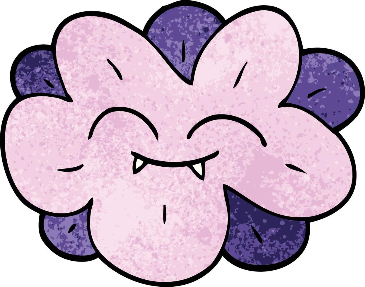cartoon doodle flower with fangs vector