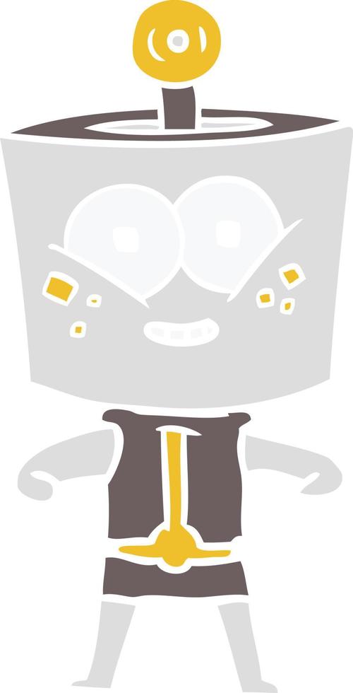 happy flat color style cartoon robot vector