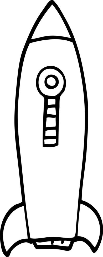 line drawing cartoon space rocket vector