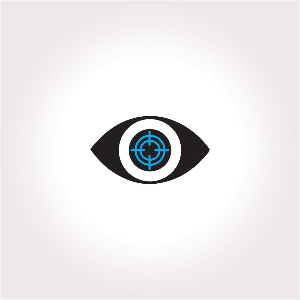 Icono de ojo con ilustración de vector de destino azul para diseño web