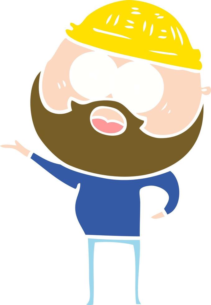 flat color style cartoon surprised bearded man vector