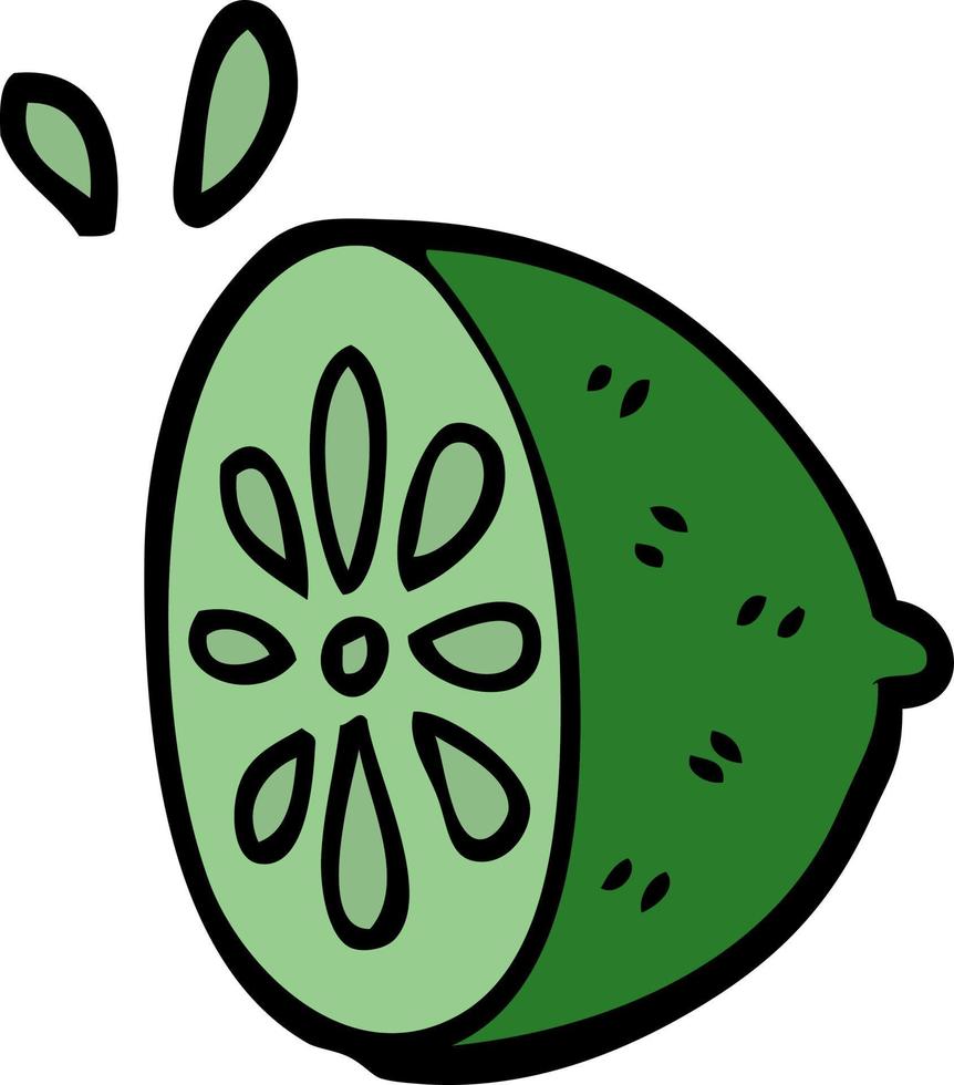 caricatura, garabato, lima, fruta vector