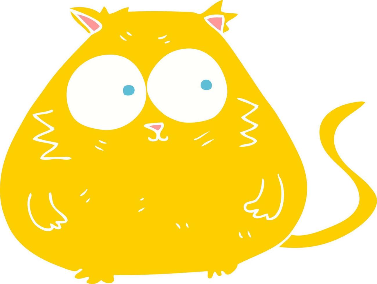 flat color illustration of a cartoon fat cat vector