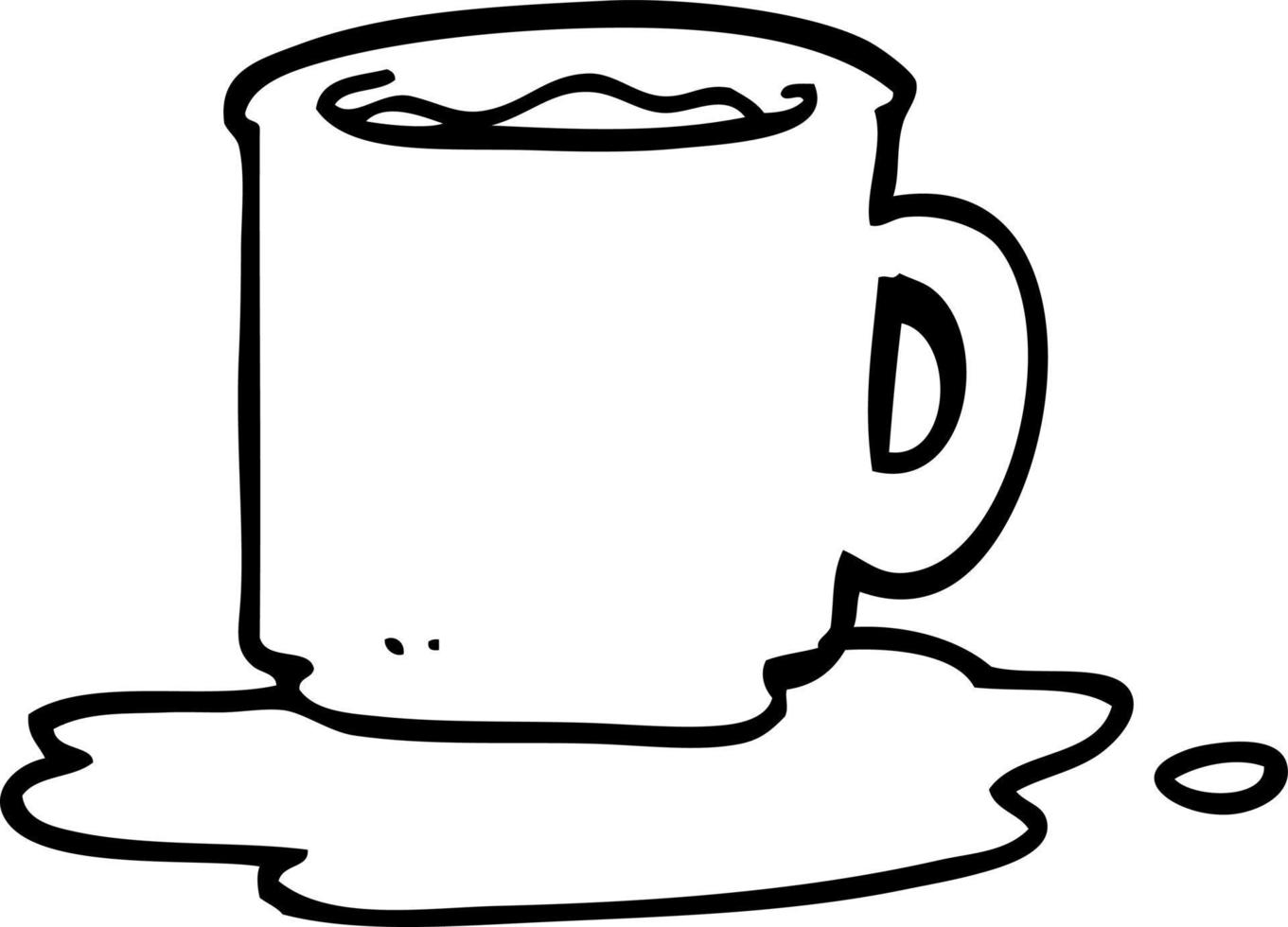 line drawing cartoon mug of coffee vector