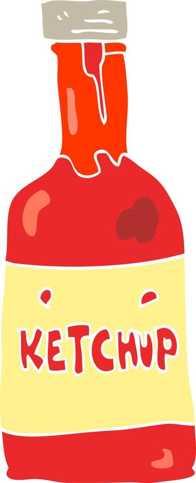 flat color illustration of a cartoon ketchup vector