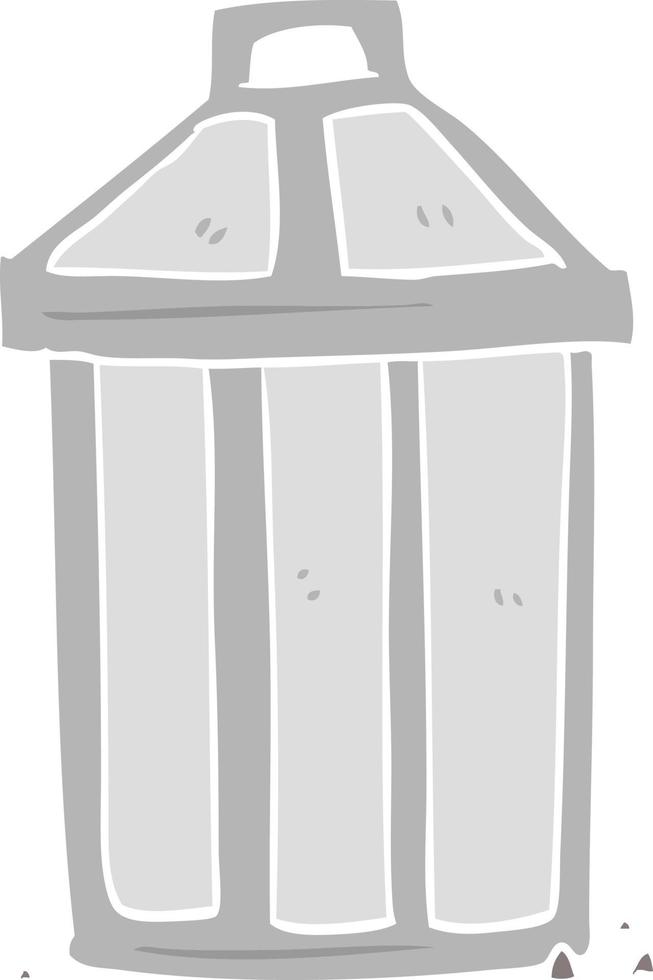 flat color style cartoon old metal garbage can vector