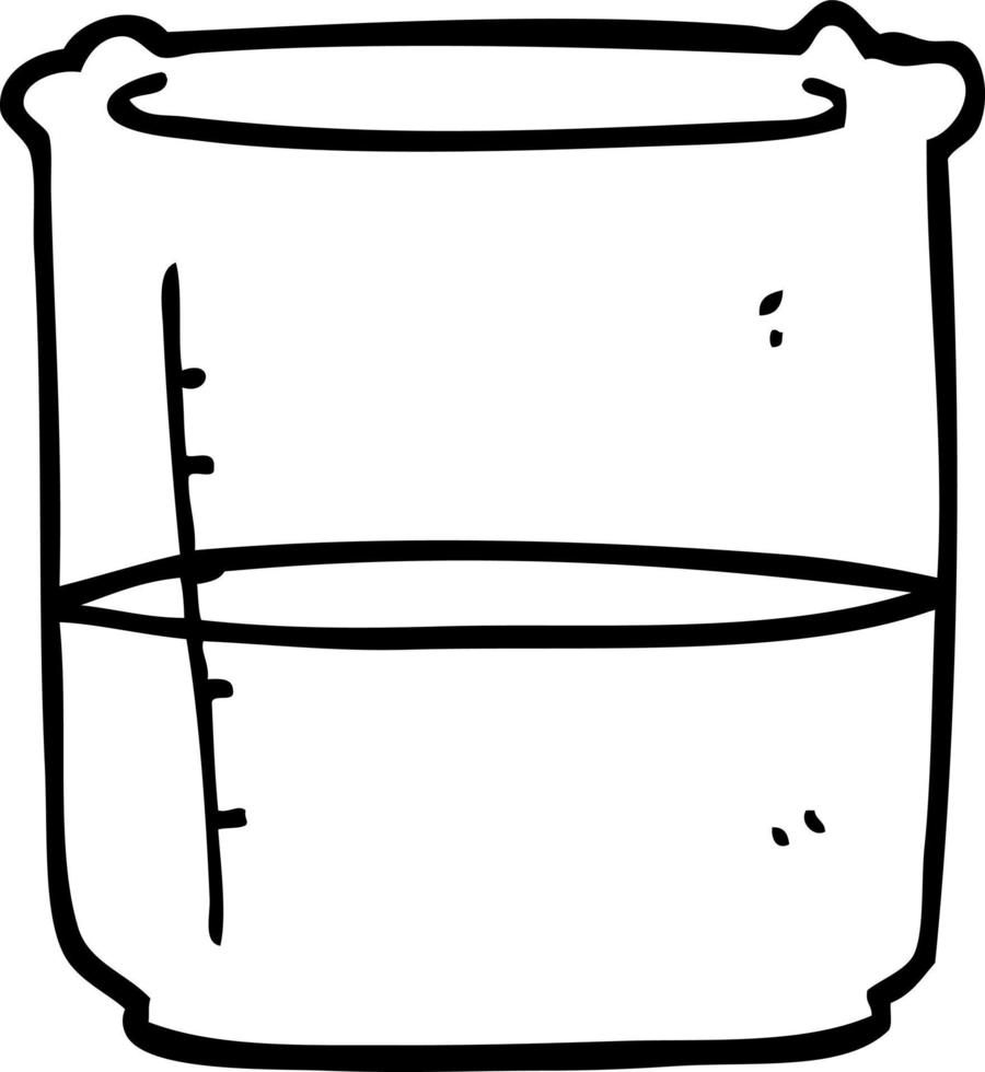 vaso de ciencia de dibujos animados de dibujo lineal vector