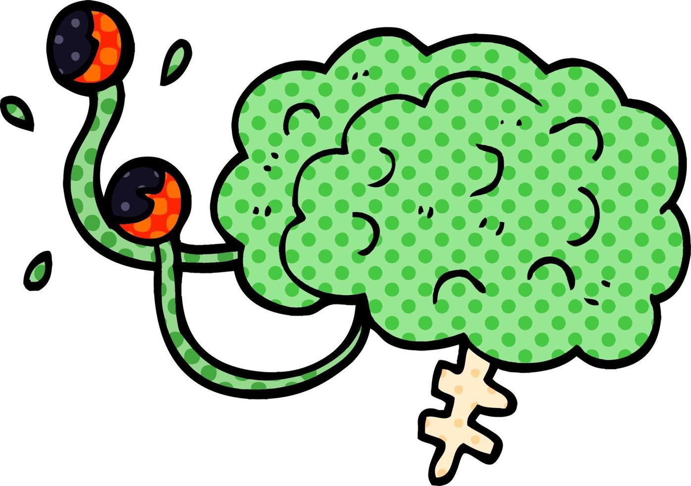 cartoon doodle monster brain vector