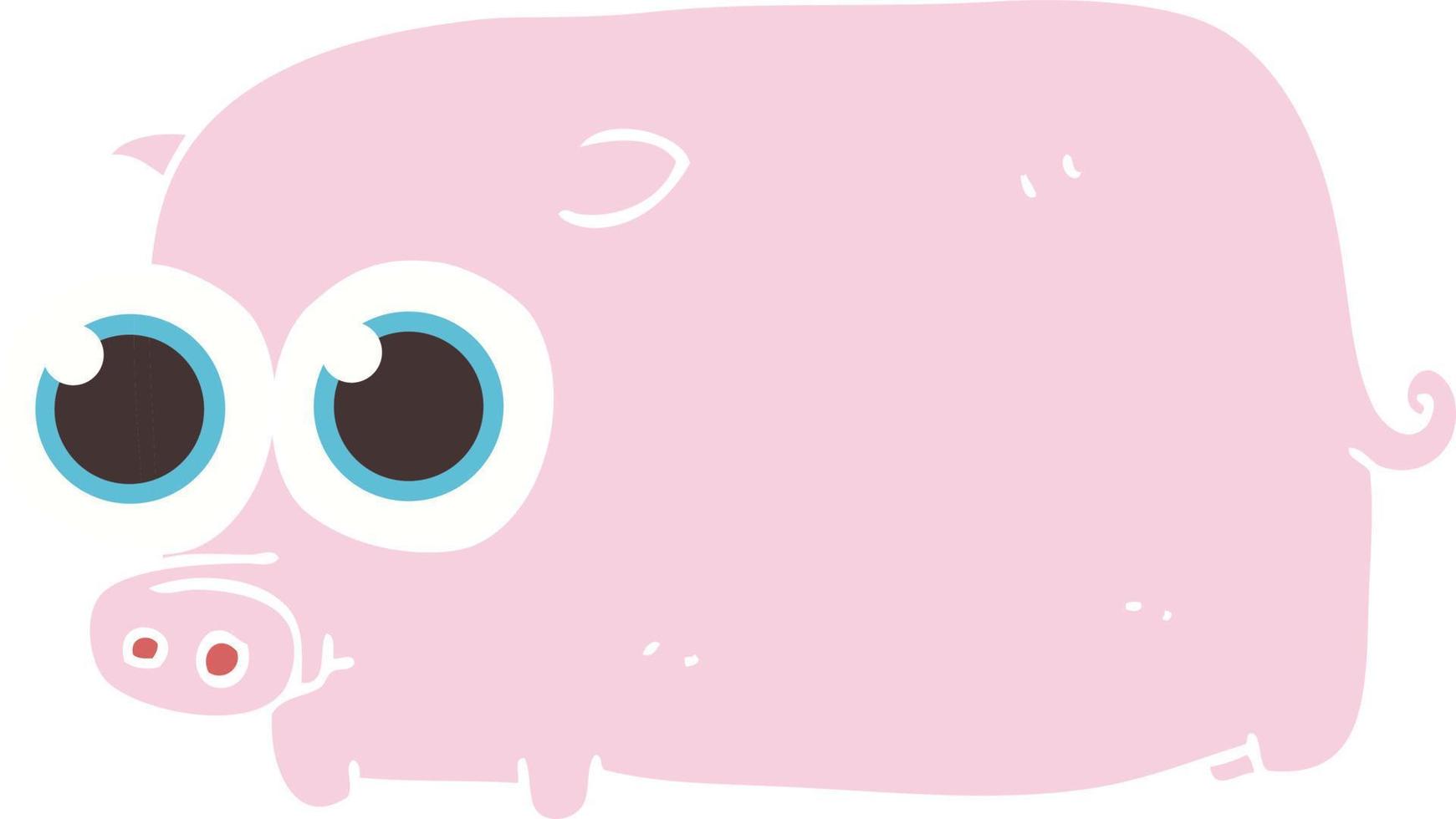 flat color illustration of a cartoon piglet with big pretty eyes vector