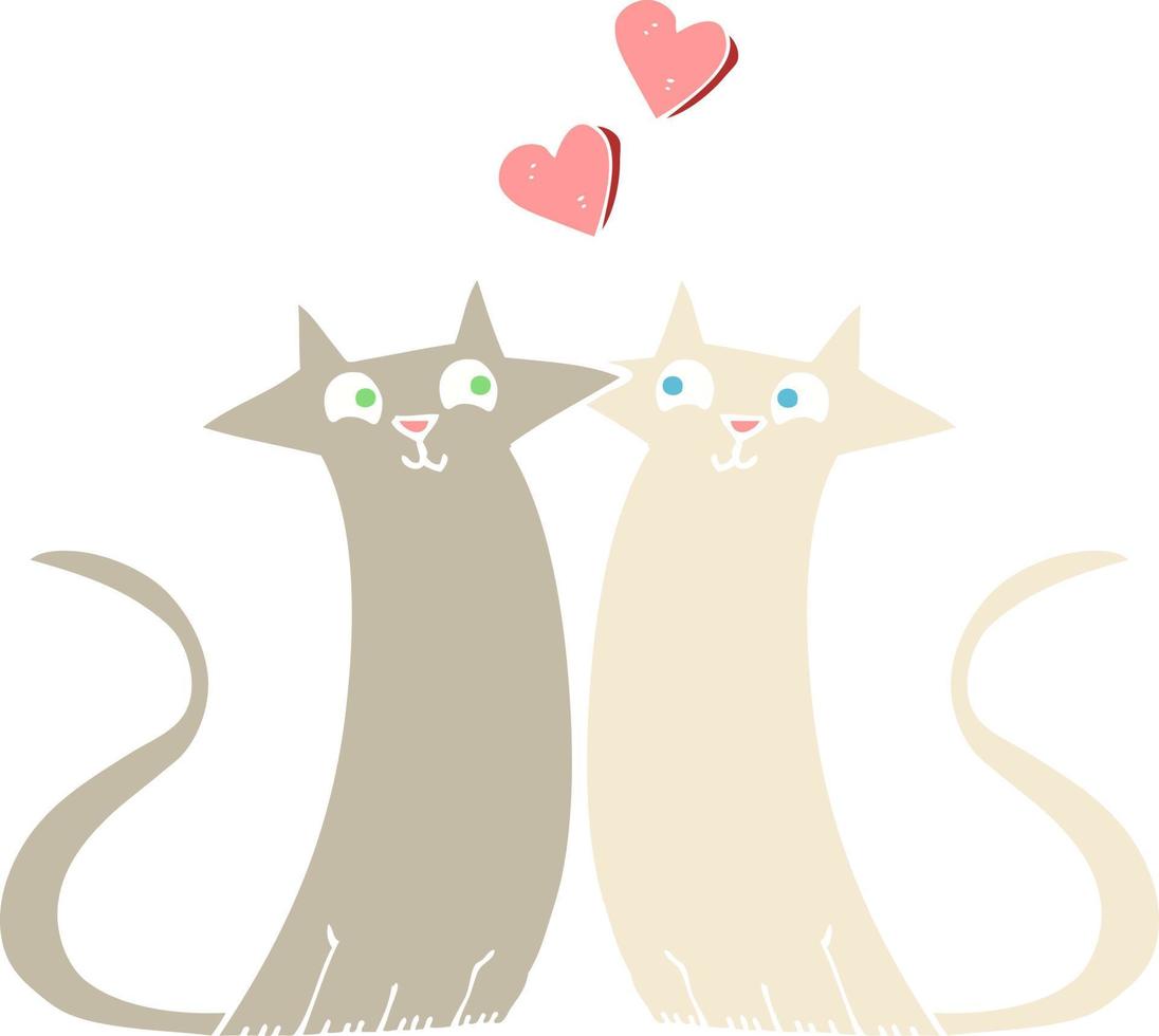 ilustración de color plano de una caricatura de gatos enamorados vector