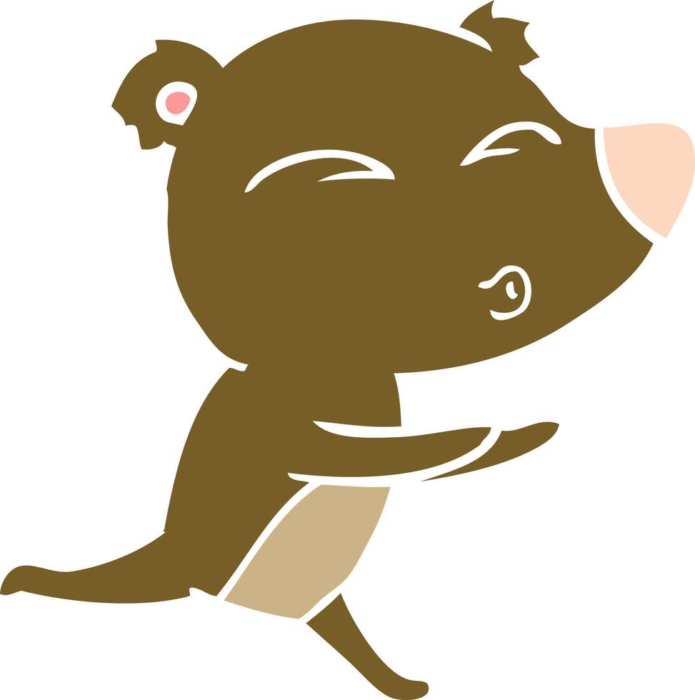 flat color style cartoon running bear vector