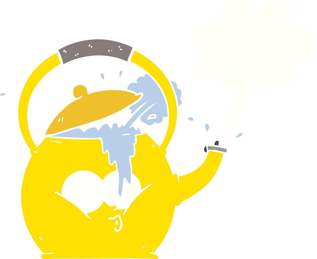 flat color style cartoon boiling kettle vector