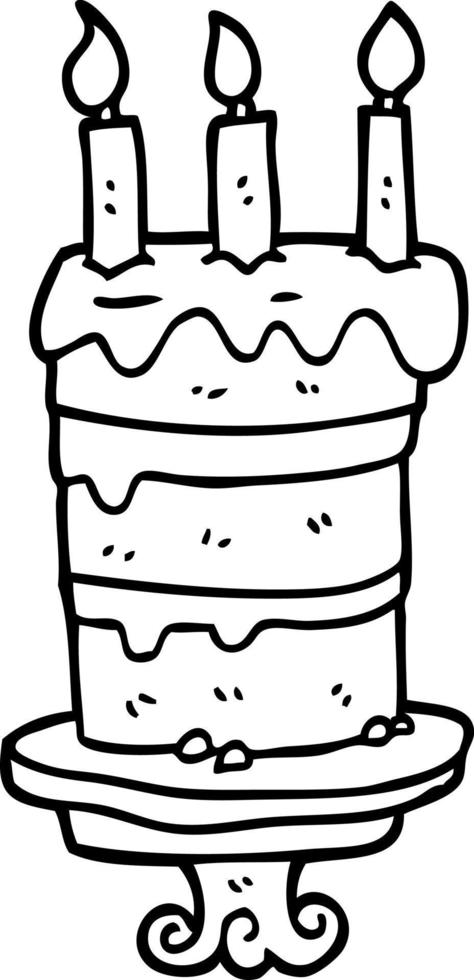 line drawing cartoon birthday cake vector