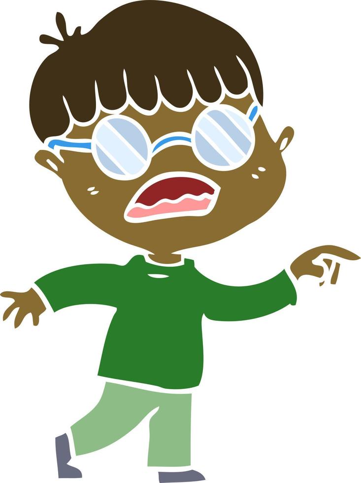 niño de dibujos animados de estilo de color plano con gafas vector