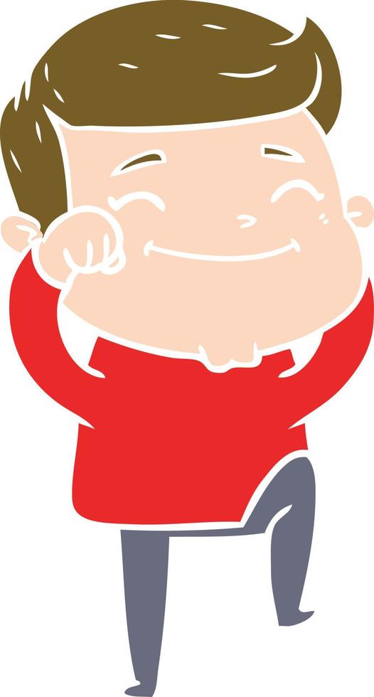 happy flat color style cartoon man vector