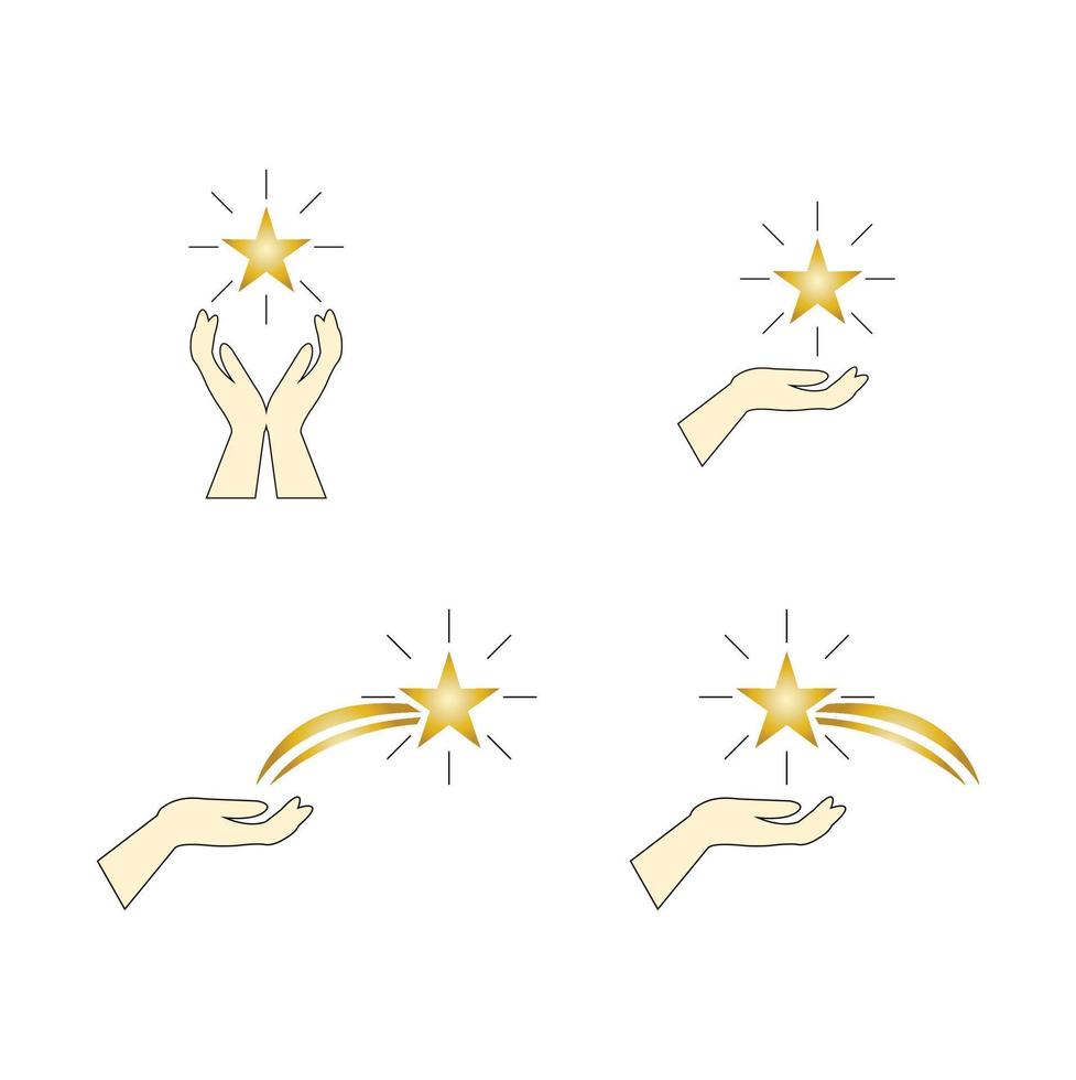 hands holding stars icons isolated on white background vector
