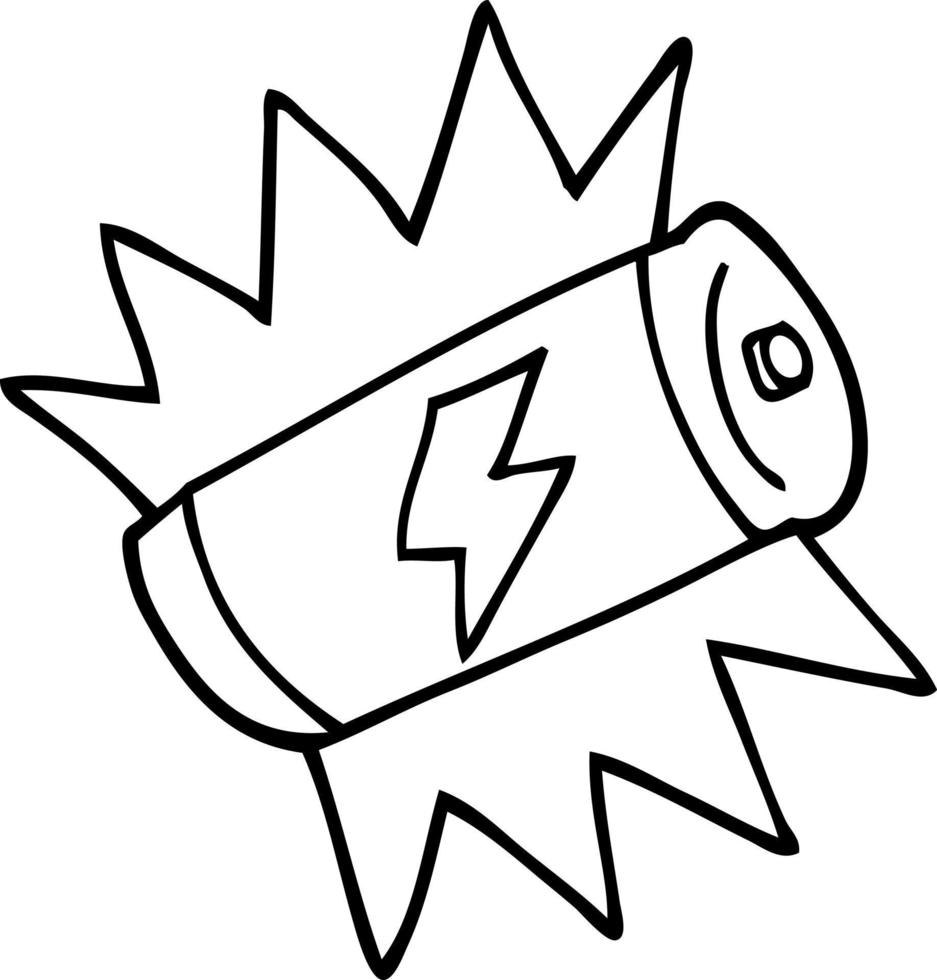 line drawing cartoon fully charged battery vector