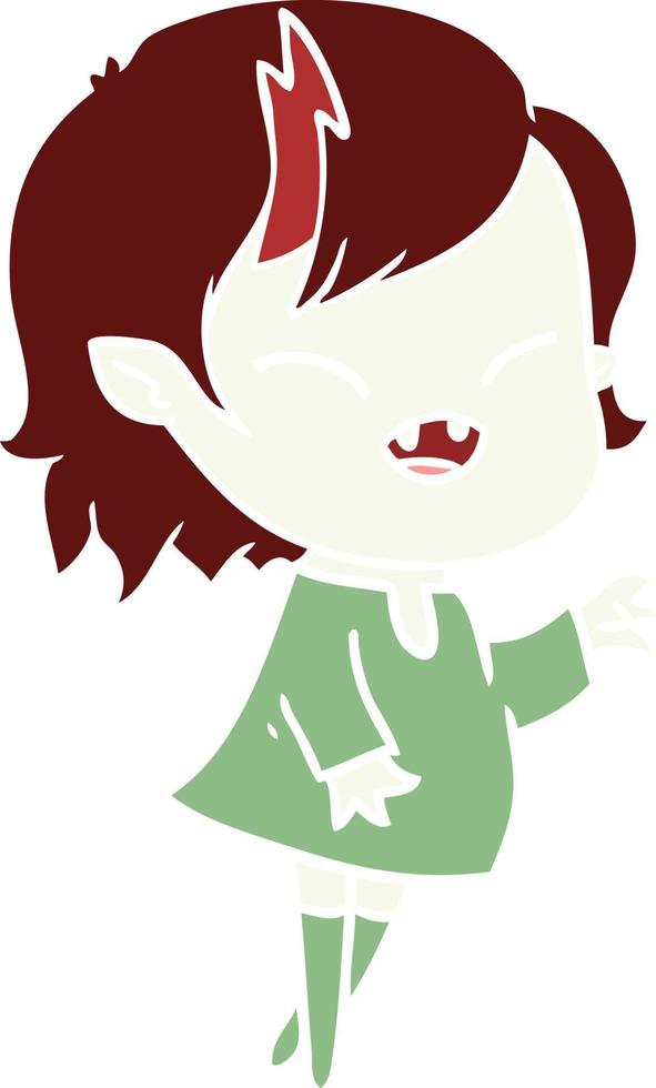 flat color style cartoon laughing vampire girl vector